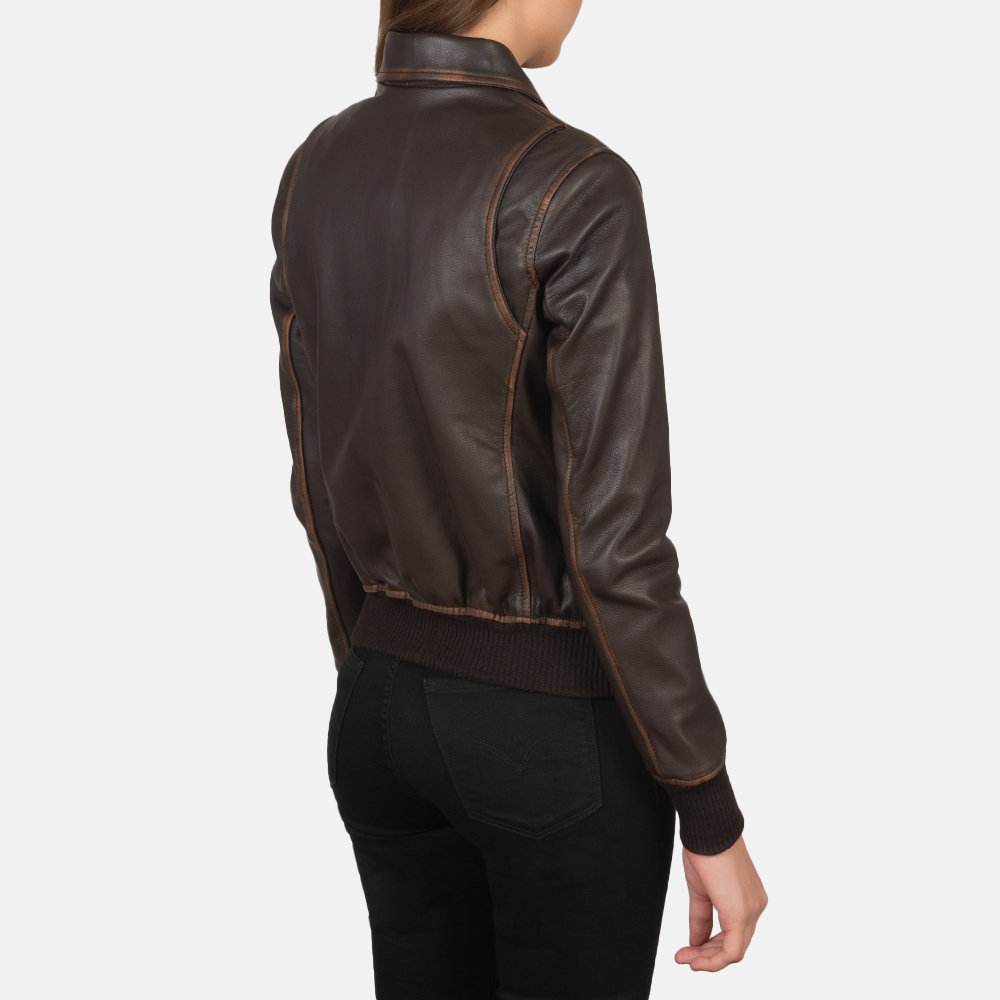 Westa A-2 Brown Leather Bomber Jacket - Image 2